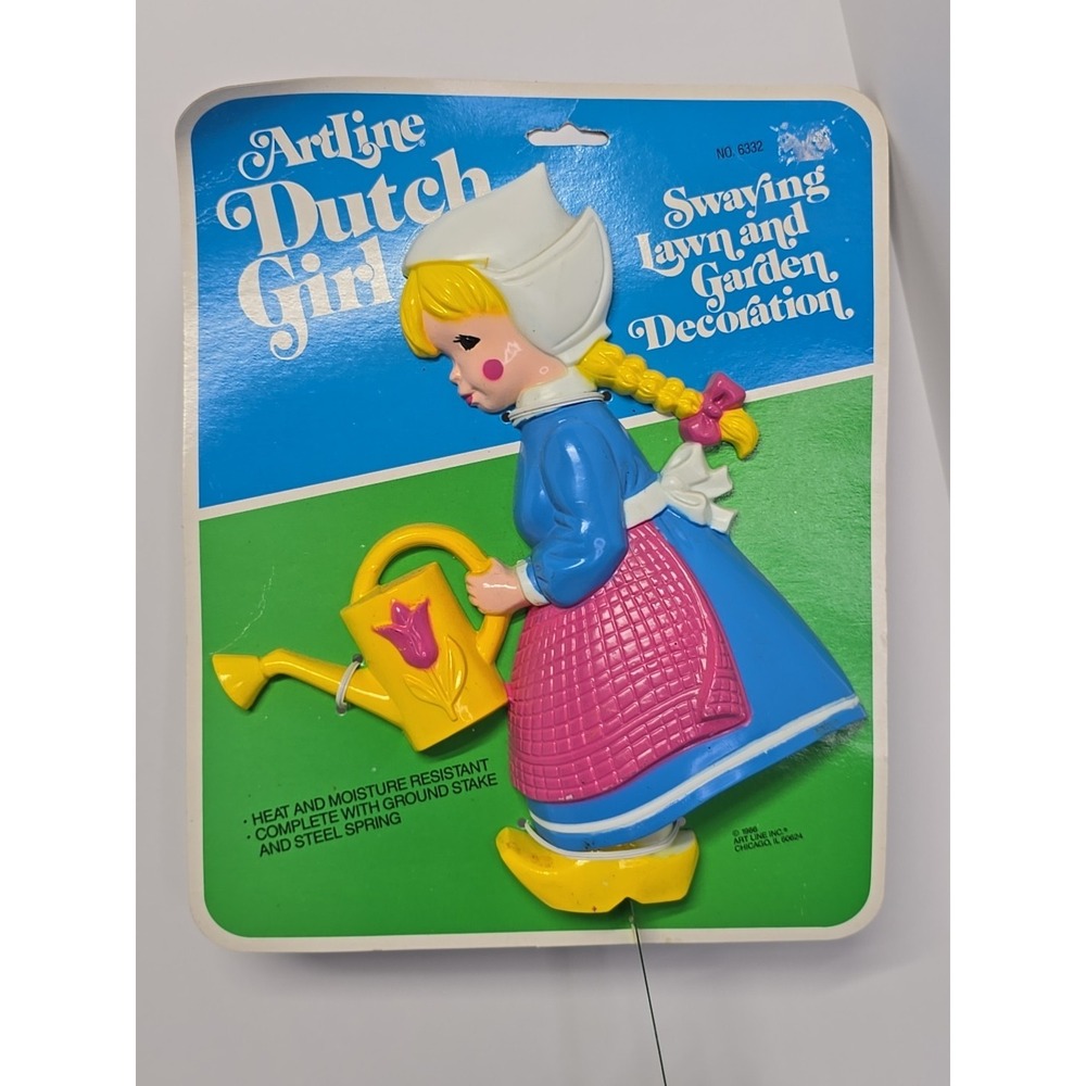 ArtLine Swaying Lawn and Garden Decoration‎ Dutch Girl Watering Yard Stake Vtg
